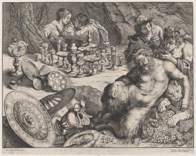 Bakchus a opilý Silenus, 1640-60. od Frans van den Wyngaerde