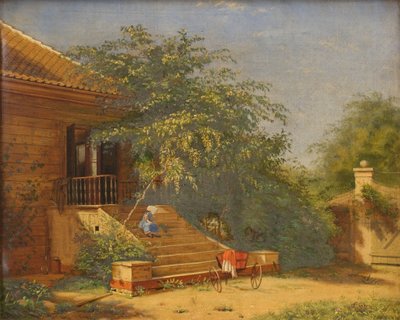 Zahradní schody vedoucí k ateliéru Painter Christen Købke v Blegdammen, Kodaň od Frants Bøe