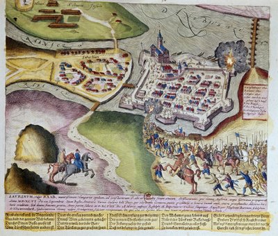 Zajetí Raabu Adolfem Schwarzenbergem 28. 3. 1598. 1653 Tisk Franze Hogenberga (1535-1590) Cabinet des Estampes, B.N, Paříž. od Franz (after) Hogenberg