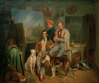 Bratři Benno, Franz a Eugen Adamovi ve studiu od Franz Adam