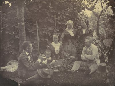 [Tři ženy, dva muži a dítě na pikniku], 50.–60. léta 19. století. od Franz Antoine