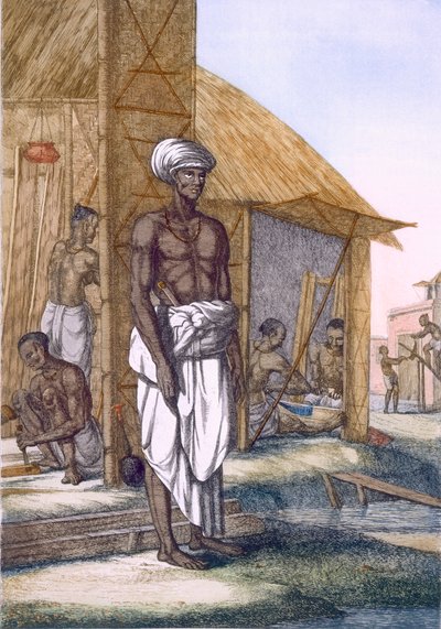 Tesař, z knihy "Hinduisté aneb popis jejich mravů, krojů a obřadů", asi 1808-12 (kolorovaný lept) od Franz Balthazar Solvyns