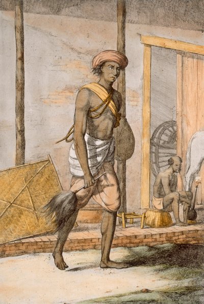 Groom, z „Hinduisté nebo popis jejich způsobů, kostýmů a obřadů“, kolem 1808-12 (barevný lept) od Franz Balthazar Solvyns