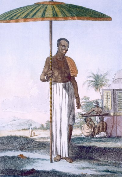 Porter of the Ouriah kasty, od ‚Hinduisté aneb popis jejich mravů, zvyků a obřadů‘, hospoda. 1808-12 (barevný lept) od Franz Balthazar Solvyns