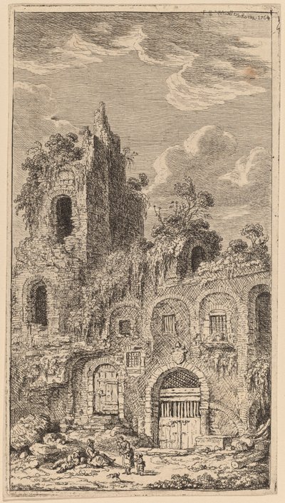 Fragment staré městské zdi v San Giovanni Laterano od Franz Edmund Weirotter