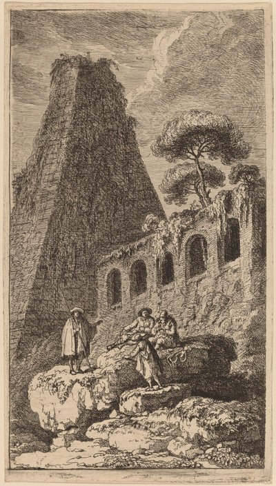 Pyramida v Sesto poblíž bran St. Pauli v Římě od Franz Edmund Weirotter