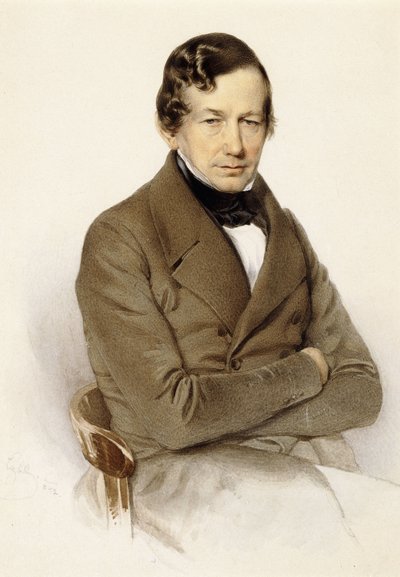 Portrét Antona Diabelliho, sedící poloviční délka, 1842 od Franz Eybl