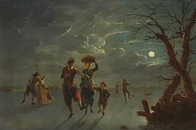 Bruslení za měsíčního svitu (olej na mědi) od Franz Ferg