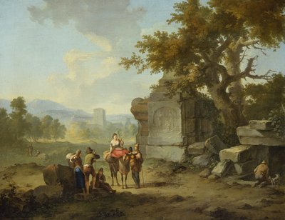 Rustikální krajina s cestovateli (jeden z páru) od Franz Ferg