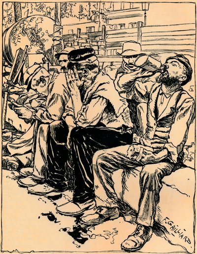 Dělníci na večeři, c1900 od Franz Gailliard