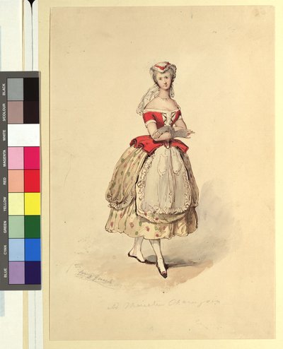 Ida Schuselka-Brüning v roli venkovské dívky ve hře „Maria, dcera pluku“ od Franz Gerasch