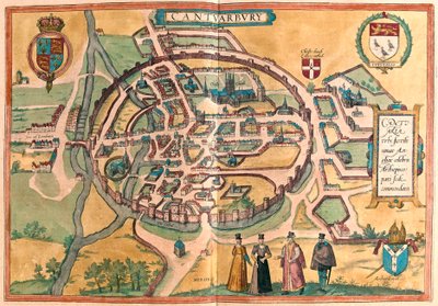 Canterbury, Anglie (rytina od Franz Hogenberg