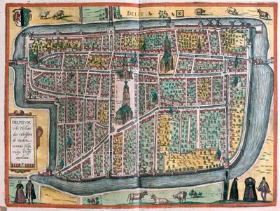 Delft, Nizozemsko (rytina od Franz Hogenberg