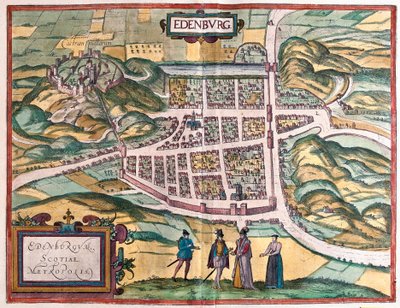Edinburgh, Skotsko (rytina od Franz Hogenberg