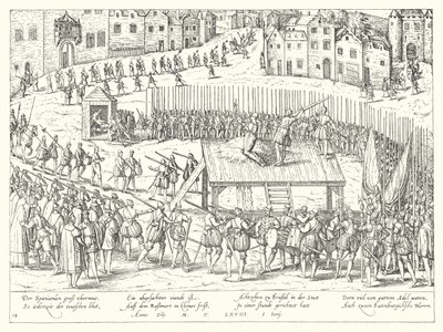 Poprava hrabat Egmonta a Horna v Bruselu, 1568 od Franz Hogenberg
