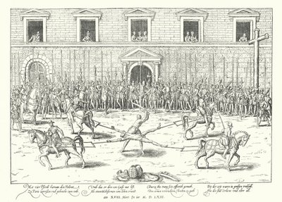 Poprava Jeana de Poltrota za vraždu Františka, vévody z Guise, Paříž, 1563 od Franz Hogenberg
