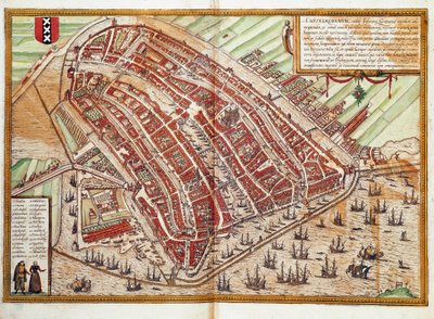 Mapa Amsterdamu (rytina od Franz Hogenberg