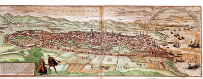Mapa Barcelony - Španělsko (rytina od Franz Hogenberg