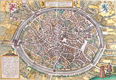 Mapa Brugg (Brugy), Belgie (lept od Franz Hogenberg