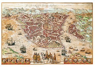 Mapa Byzance (rytina od Franz Hogenberg