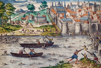 Masakry v Tours, červenec 1562 během náboženských válek proti hugenotům, rytina Franze Hogenberga (1535-1590), Francie od Franz Hogenberg