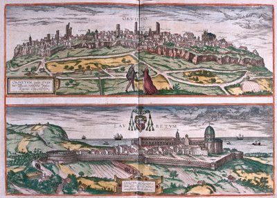 Orvieto a svatyně Loreto, Itálie (rytina od Franz Hogenberg