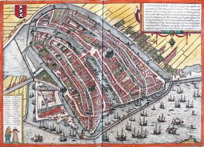 Plán Amsterdamu (Amstelredamum), Nizozemsko (lept od Franz Hogenberg