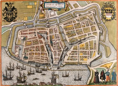 Plán Emden (Emuda), Německo (lept od Franz Hogenberg