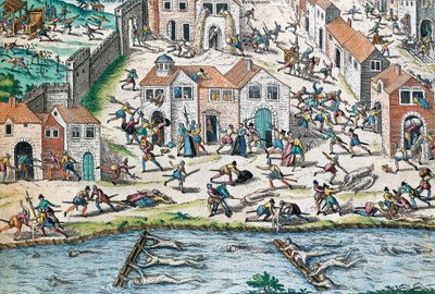 Scéna z francouzských válek náboženství, rytina Franz Hogenberg (1535-1590), Francie od Franz Hogenberg