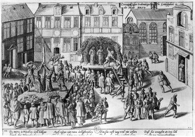 Kůl v Bruggách za vlády Fernanda Alvareze de Toledo (1508-82) vévody z Alby od Franz Hogenberg