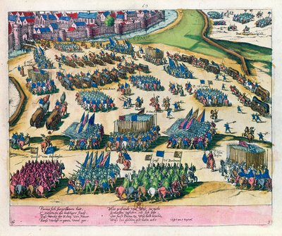 Vévoda z Parmy osvobozuje Paříž od obležení silami Henriho IV v roce 1590 od Franz Hogenberg
