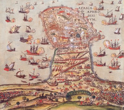 Osmanský korzár Khayr al-Din Barbarossa proti armádě Karla V., Franz Hogenberg od Franz Hogenberg