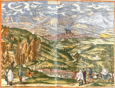 Pohled na Alhama de Granada (Alhama), Španělsko (lept od Franz Hogenberg
