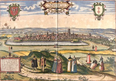 Pohled na Dantzig (Gedanum) (dnešní Gdaňsk), Polsko (lept od Franz Hogenberg