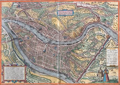 Pohled na Lyon (Lugdunum), Francie (lept od Franz Hogenberg