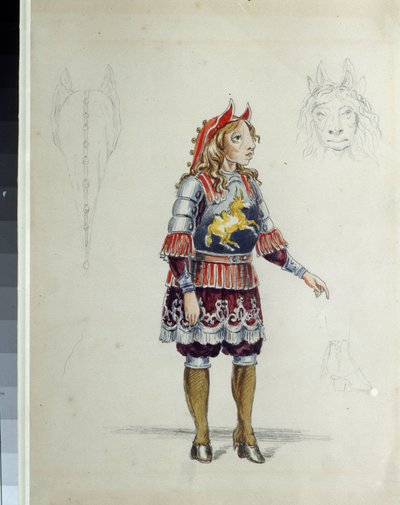 Kostýmní návrh pro balet "Le petit cheval hrbáč"" od Cesare Pugniho (1802-1870) (návrh kostýmu pro Balet The Little Humpbacked Horse od C. Pugniho). Malý kůň. Dílo Franze Iosifoviče Nordmarka, tužka a akvarel na papíře od Franz Iosifovich Nordmark