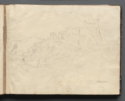 Album s Pohledy na Řím a okolí, Krajinářské studie, strana 02a: Olevano. od Franz Johann Heinrich Nadorp