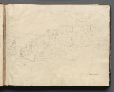 Album s pohledy na Řím a okolí, Krajinné studie, strana 02a: "Olevano" od Franz Johann Heinrich Nadorp