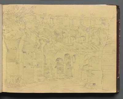 Album s Pohledy na Řím a okolí, Krajinářské studie, strana 12a: Římské ruiny. od Franz Johann Heinrich Nadorp