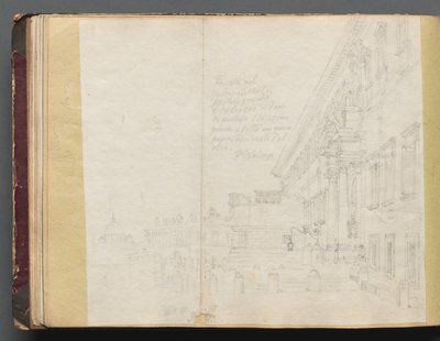 Album s pohledy na Řím a okolí, Krajinářské studie, strana 15b: Římský architektonický pohled. od Franz Johann Heinrich Nadorp