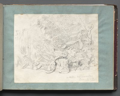 Album s výhledy na Řím a okolí, Krajinářské studie, strana 24a: "V Villa Walkonsky" od Franz Johann Heinrich Nadorp