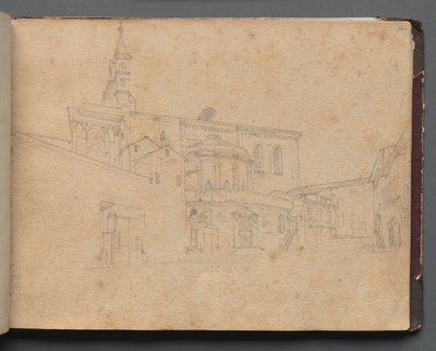 Album s pohledy na Řím a okolí, Krajinářské studie, strana 26a: Roman Architectural View od Franz Johann Heinrich Nadorp