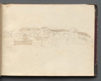 Album s pohledy na Řím a okolí, Krajinářské studie, strana 30a: Římský panoramatický pohled. od Franz Johann Heinrich Nadorp