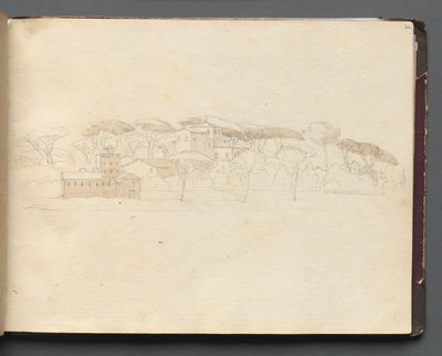 Album s pohledy na Řím a okolí, Krajinářské studie, strana 30a: Římský panoramatický pohled od Franz Johann Heinrich Nadorp