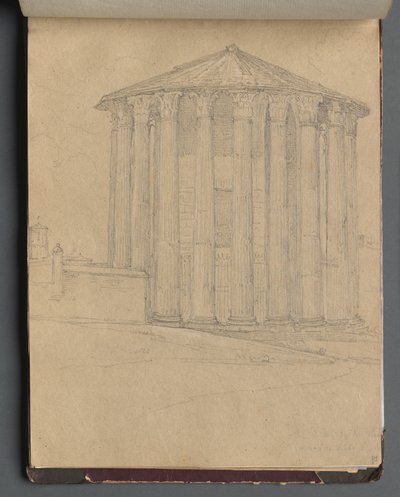 Album s Pohledy na Řím a okolí, Krajinářské studie, strana 32a: Římský chrám od Franz Johann Heinrich Nadorp