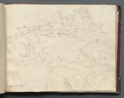 Album s Pohledy na Řím a okolí, Krajinářské studie, strana 35a: Rocca di Papa. od Franz Johann Heinrich Nadorp