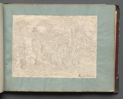Album s Pohledy na Řím a okolí, Krajinářské studie, strana 36a: Římský pohled. od Franz Johann Heinrich Nadorp