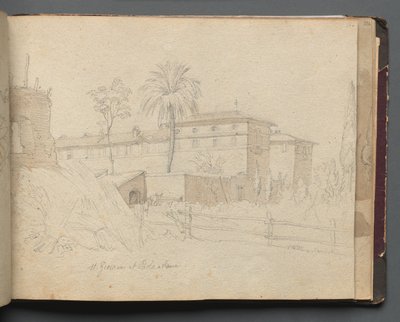 Album s Pohledy na Řím a okolí, Krajinářské studie, strana 38a: :St. Giovanni a Paolo.... od Franz Johann Heinrich Nadorp