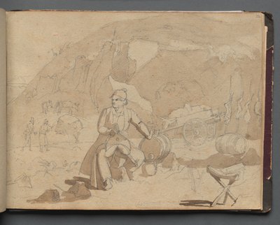 Album s Pohledy na Řím a okolí, Krajinářské studie, strana 39a: Figura v krajině od Franz Johann Heinrich Nadorp