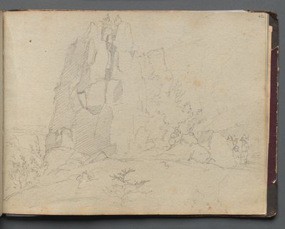 Album s Pohledy na Řím a okolí, Krajinářské studie, strana 45a: Skalnatá krajina od Franz Johann Heinrich Nadorp